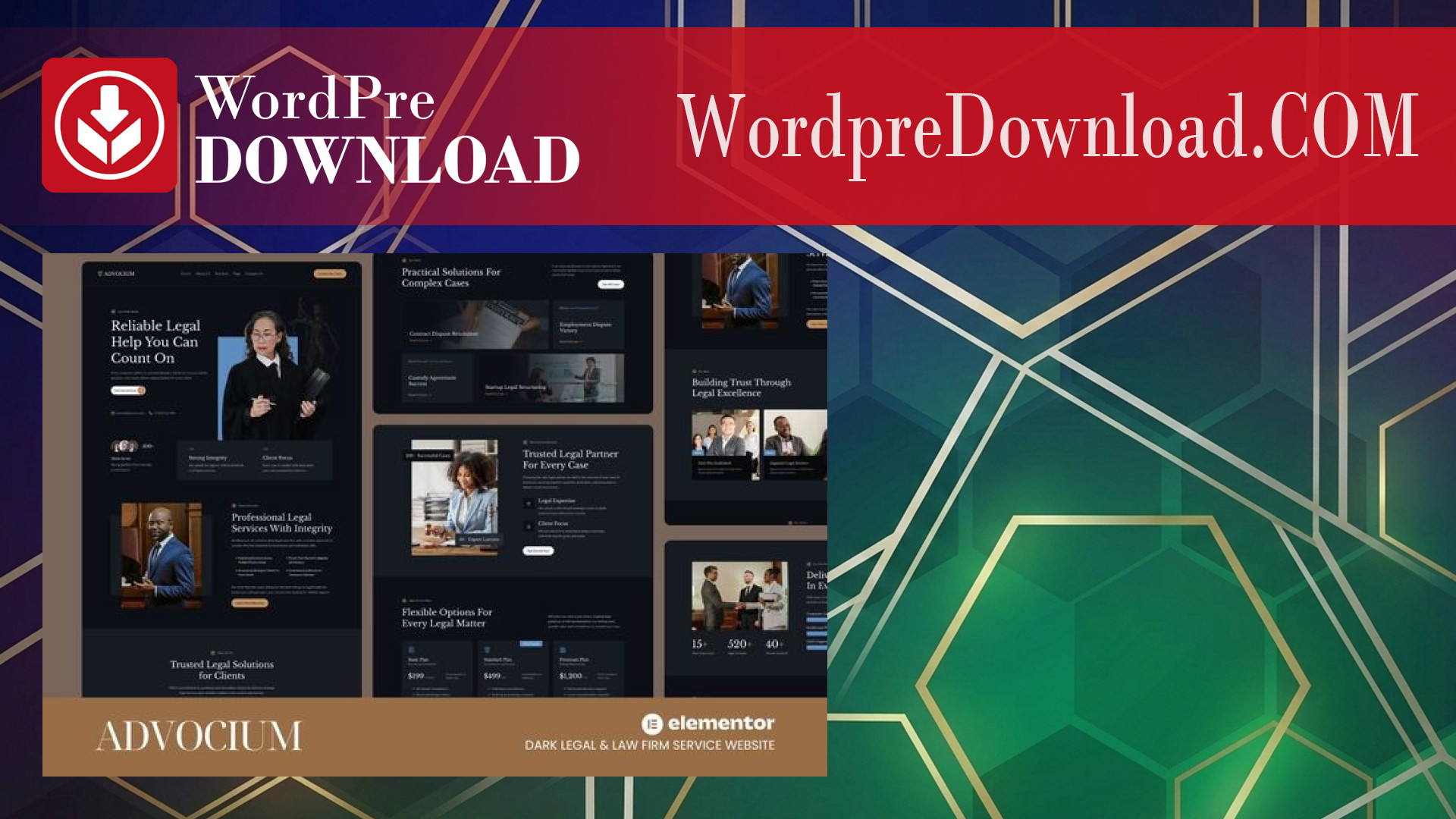 Advocium – Dark Legal and Law Firm Service Website Elementor Template Kits – WordpreDownload.COM
