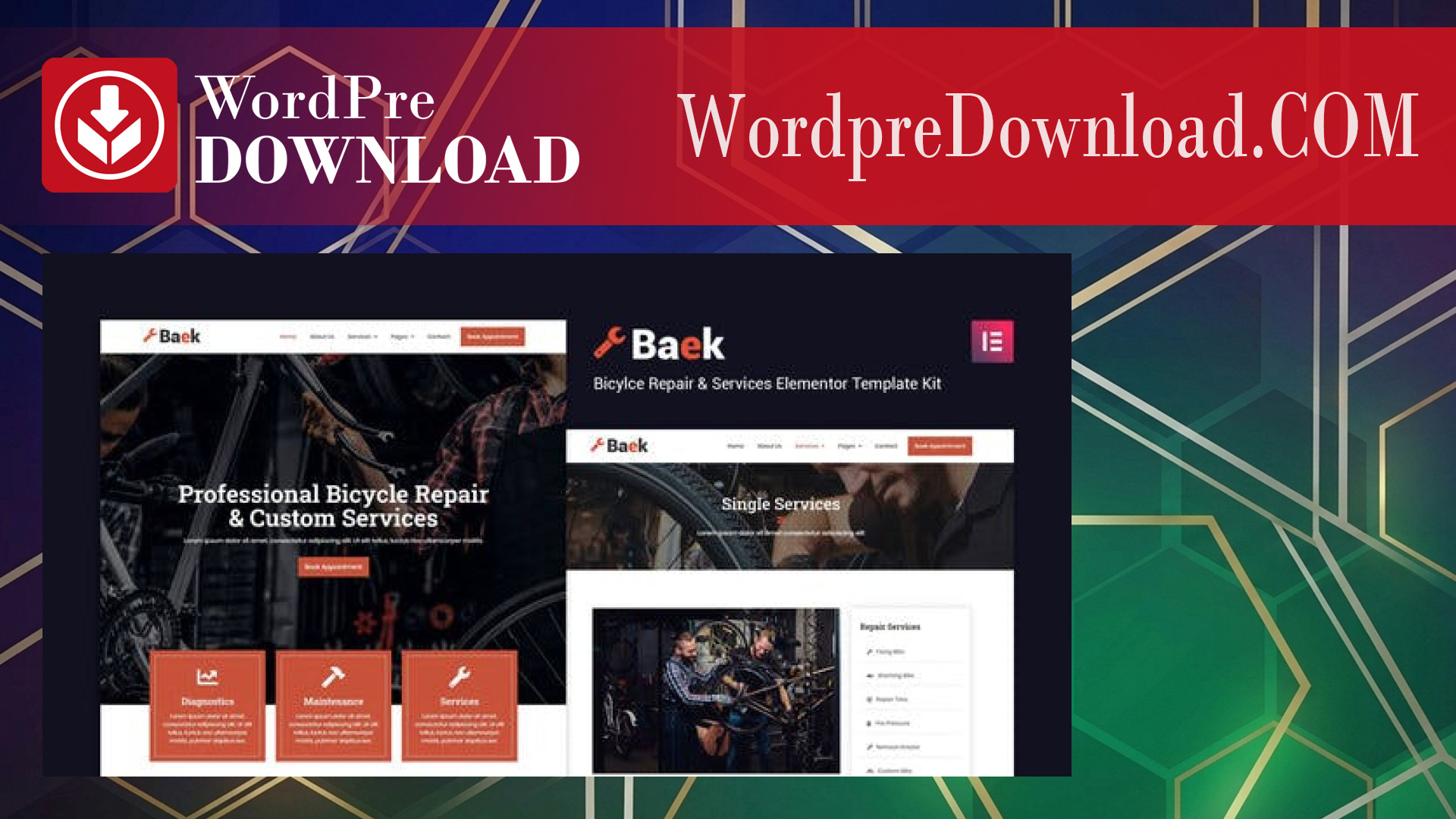 Baek – Bicycle Repair and Service Elementor Template Kit – Wordpredownload.com