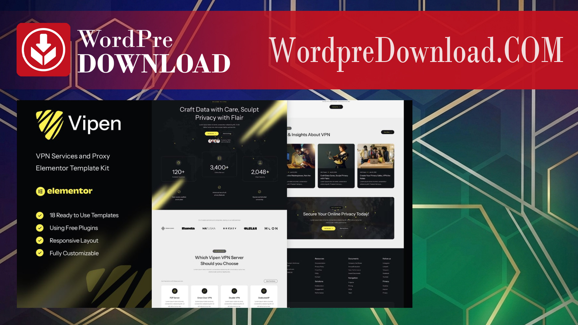 Vipen – VPN Services and Proxy Elementor Template Kit – WordpreDownload.COM