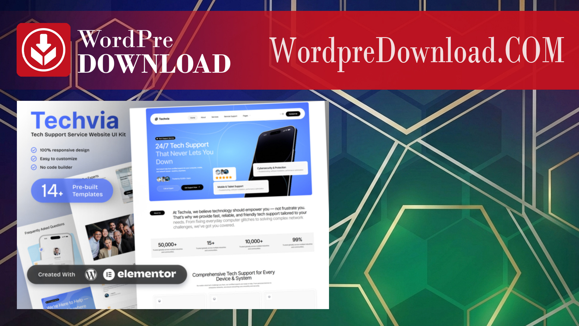 Techvia – Tech Support Service Elementor Template Kit – WordpreDownload.COM