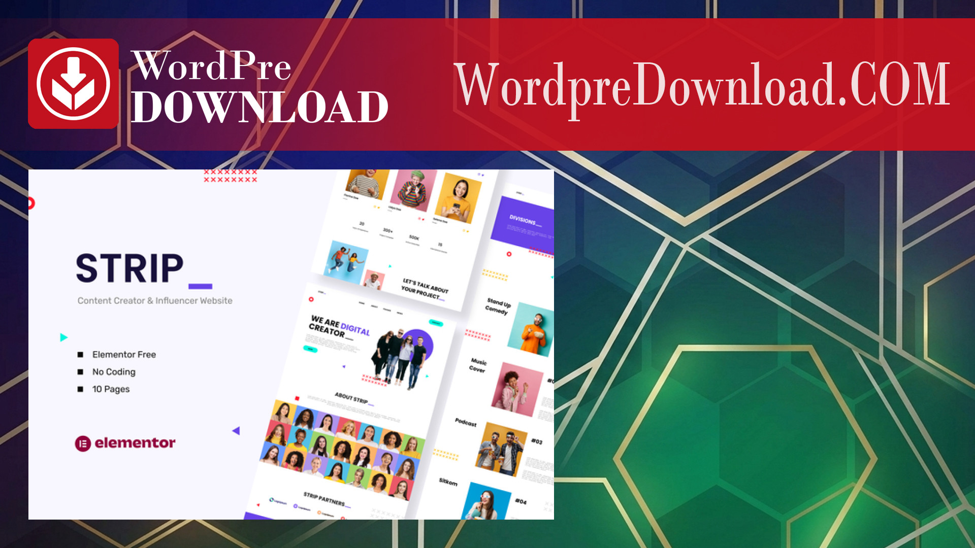 Strip – Content Creator and Influencer Elementor Template Kit – WordpreDownload.COM