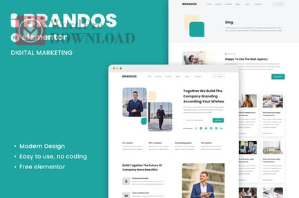 Brandos – Digital Marketing Elementor Template Kit – WordpreDownload.COM