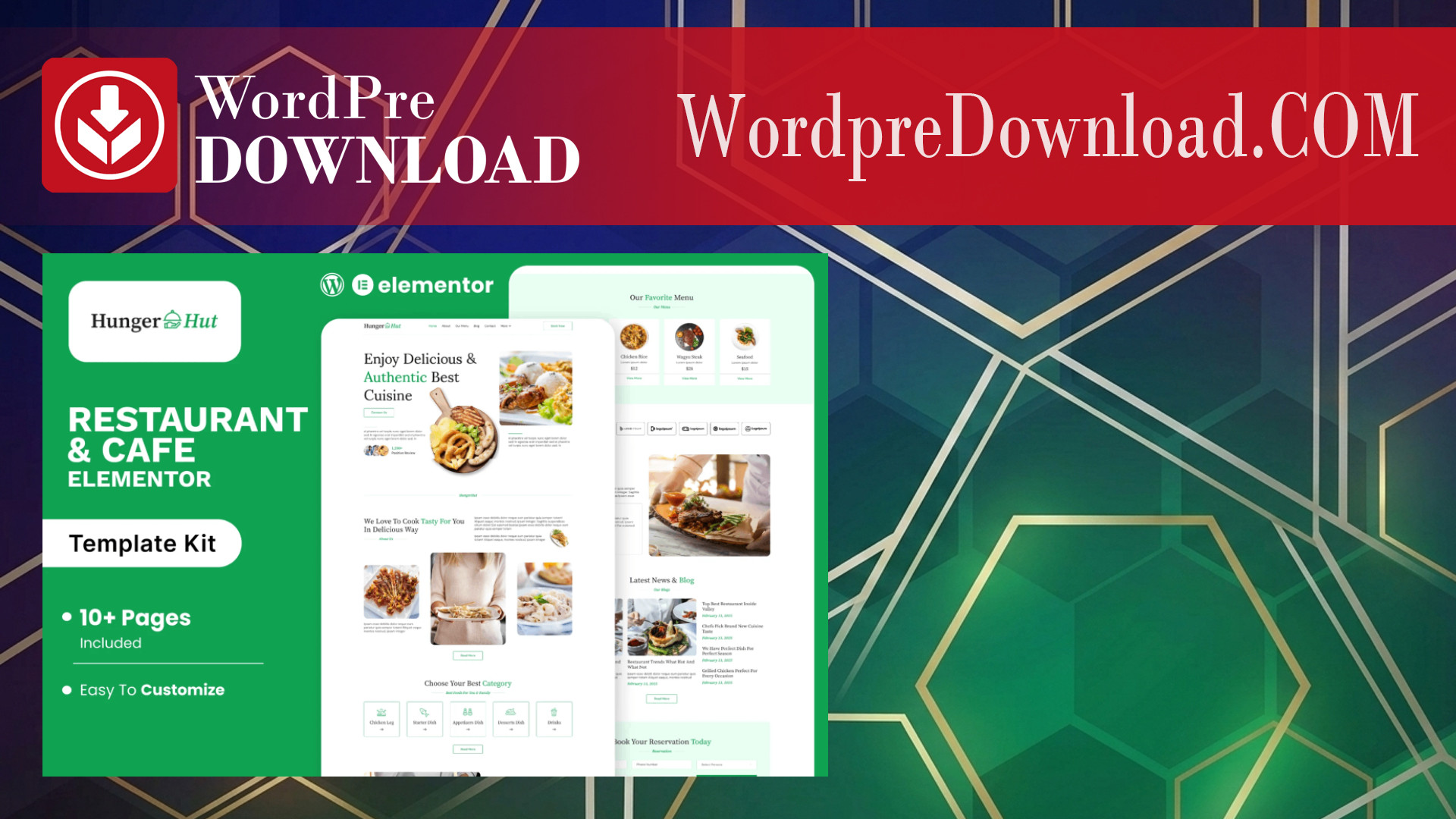 HungerHut – Restaurant and Cafe Elementor Template Kit – WordpreDownload.COM