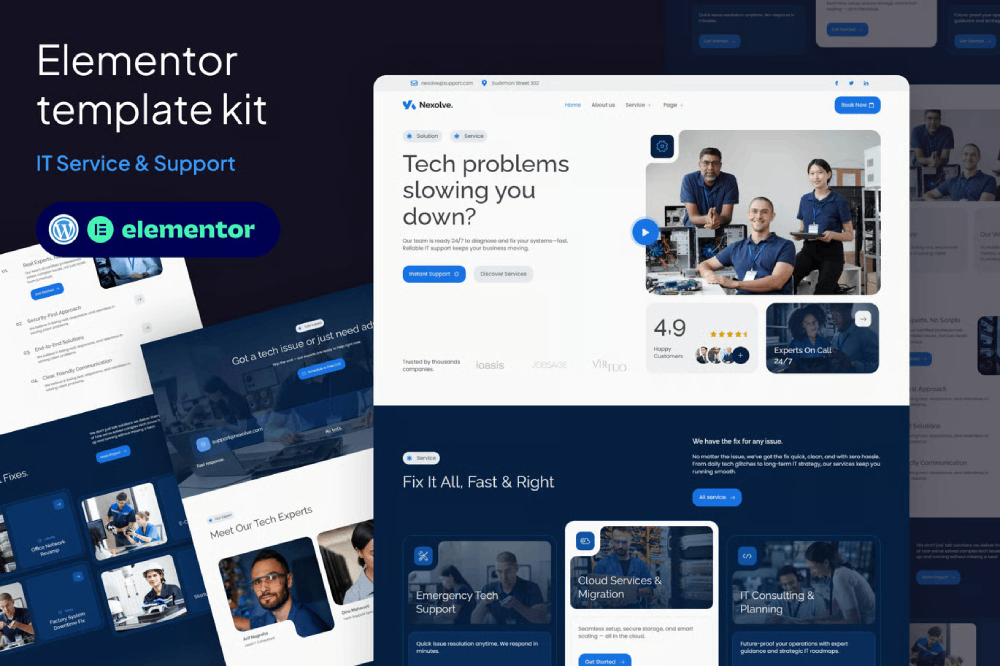 Nexolve – IT Service and Support Elementor Template Kit – WordpreDownload.COM