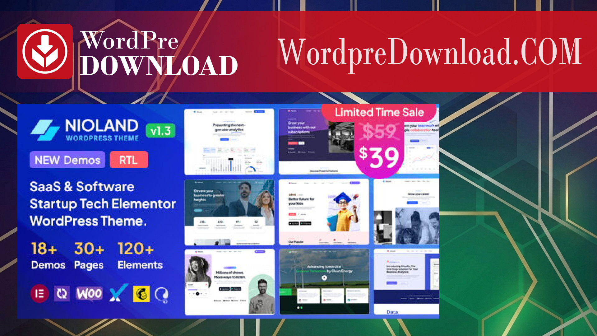 Nioland – SaaS and Software Startup Tech WordPress Theme – WordpreDownload.COM
