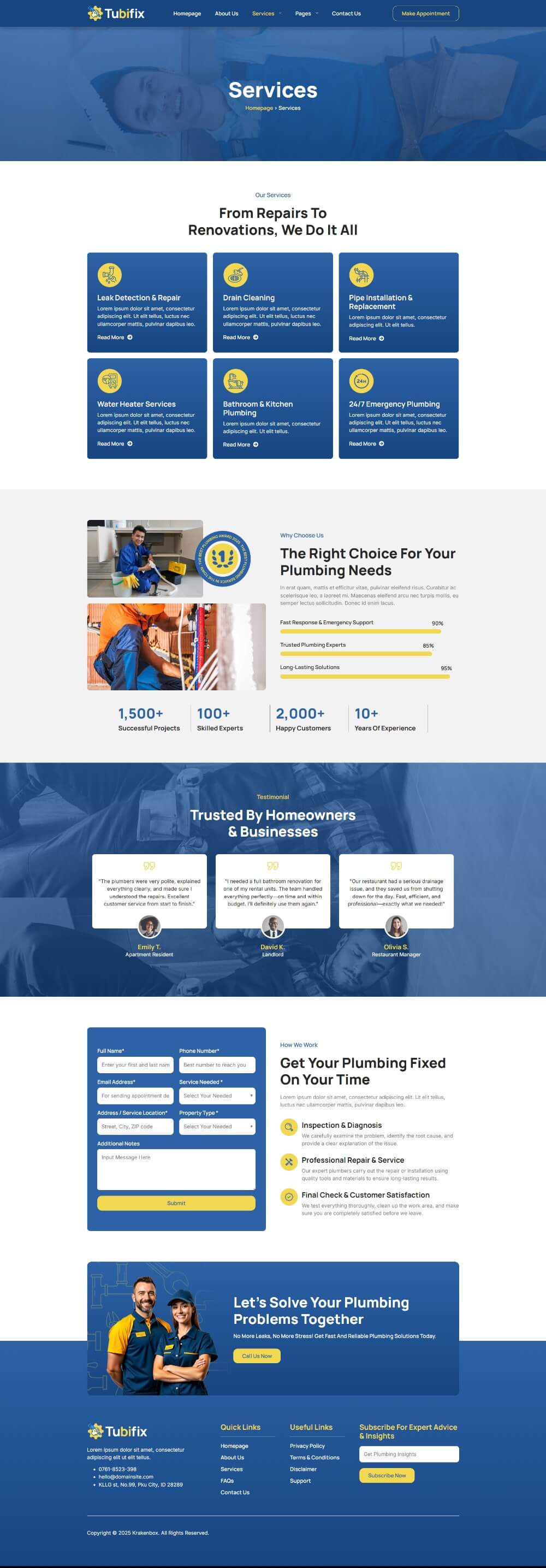 Tubifix – Plumbing Services Elementor Template Kit – WordpreDownload.COM