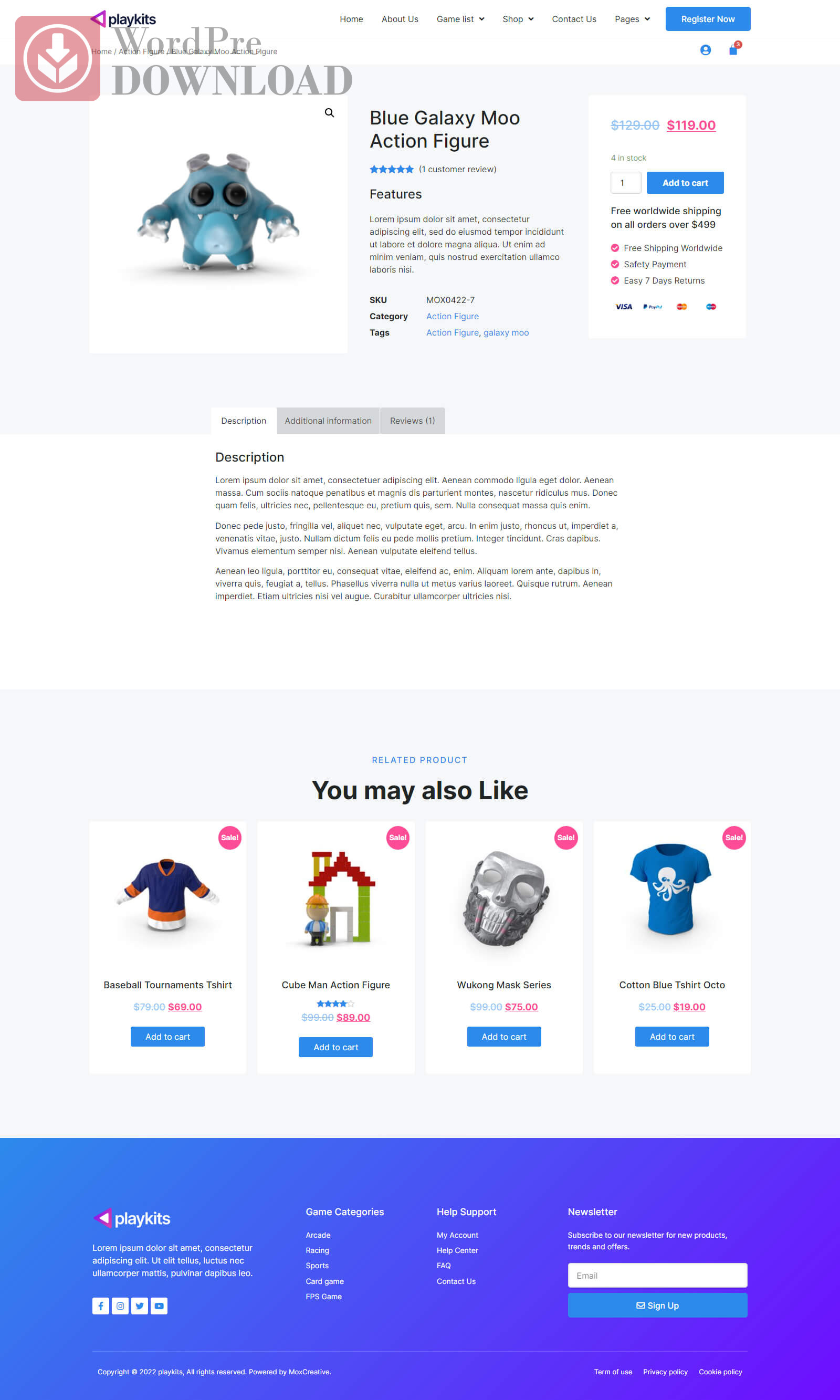 Playkits – Video Game Publisher and Shop Elementor Template Kit – WordpreDownload.COM