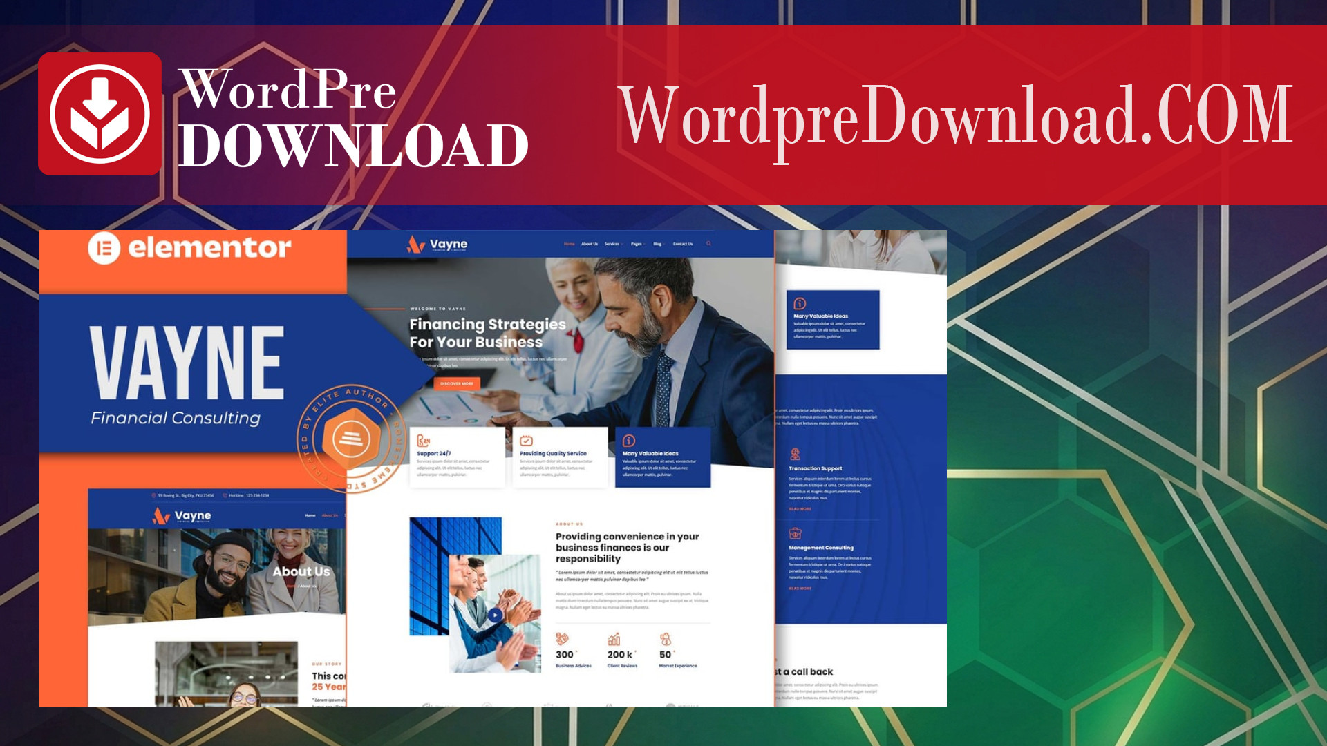 Vayne – Financial Consulting Elementor Template Kit – WordpreDownload.COM