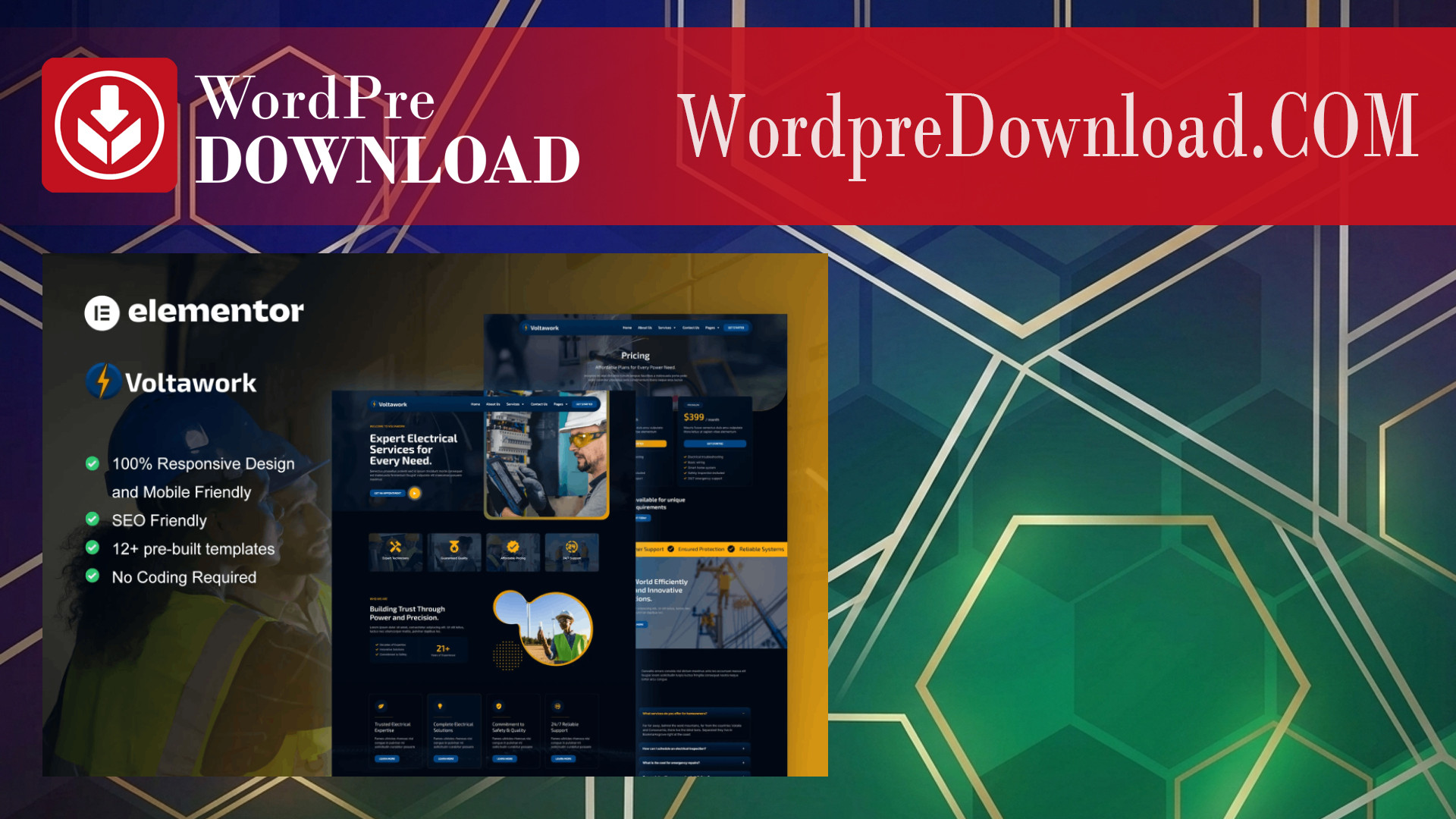 VoltaWork – Electrical Service Elementor Template Kit – WordpreDownload.COM