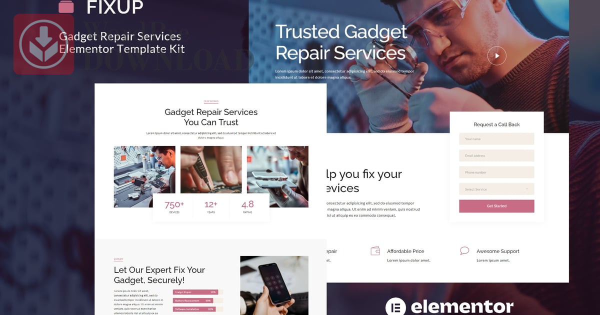 FixUp – Gadget Repair Services Elementor Template Kit – Wordpredownload.com