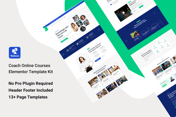 Wellern – Coach Online Courses Elementor Template Kit – Wordpredownload.com