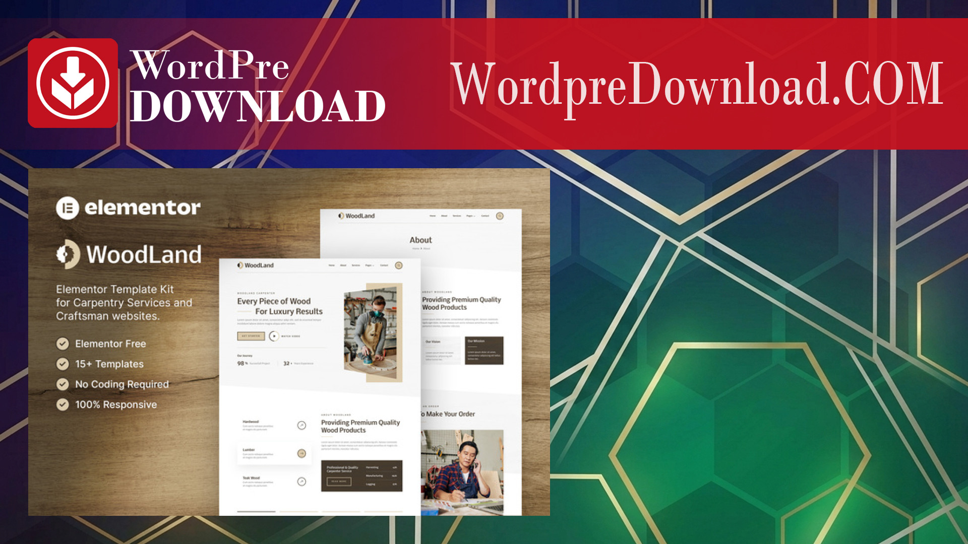 WoodLand – Carpenter and Craftsman Elementor Template Kit – WordpreDownload.COM