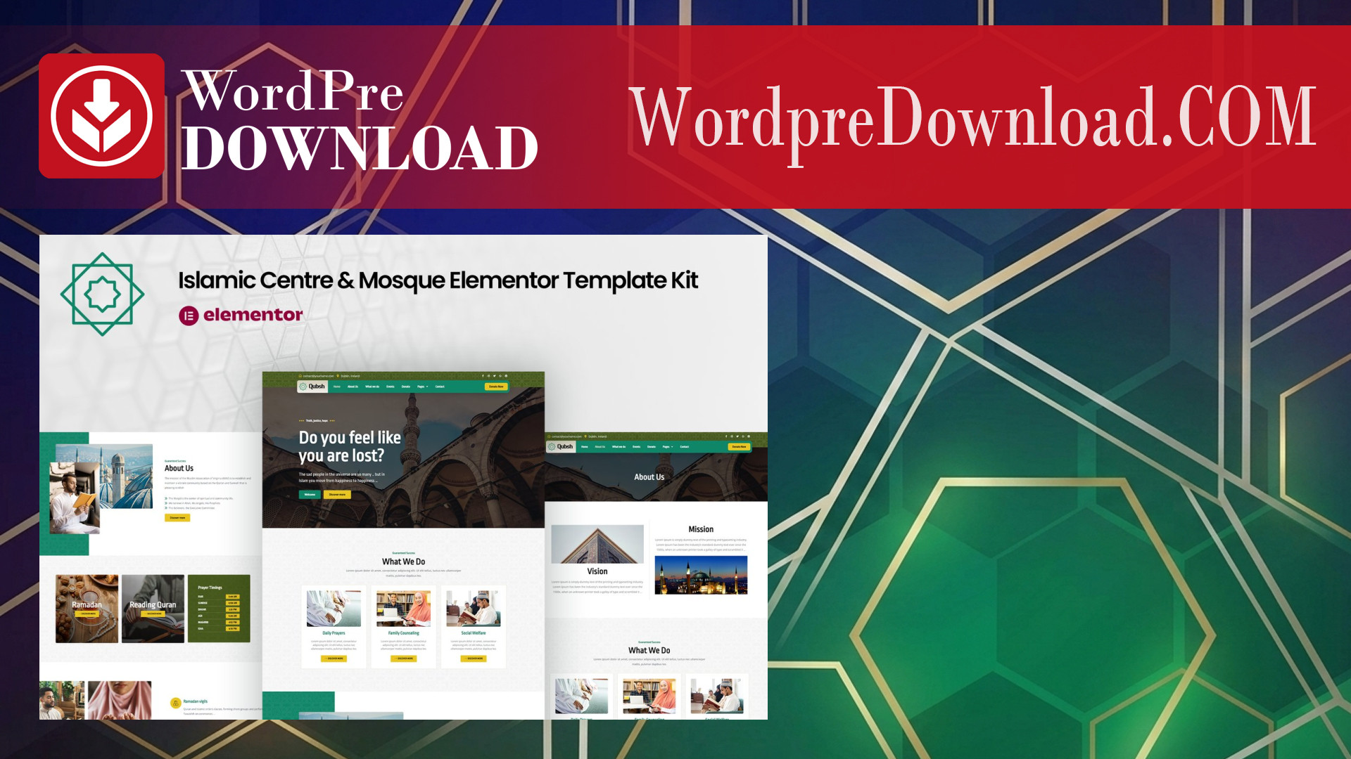 Qubsh – Islamic Centre and Mosque Elementor Template Kit – WordpreDownload.COM