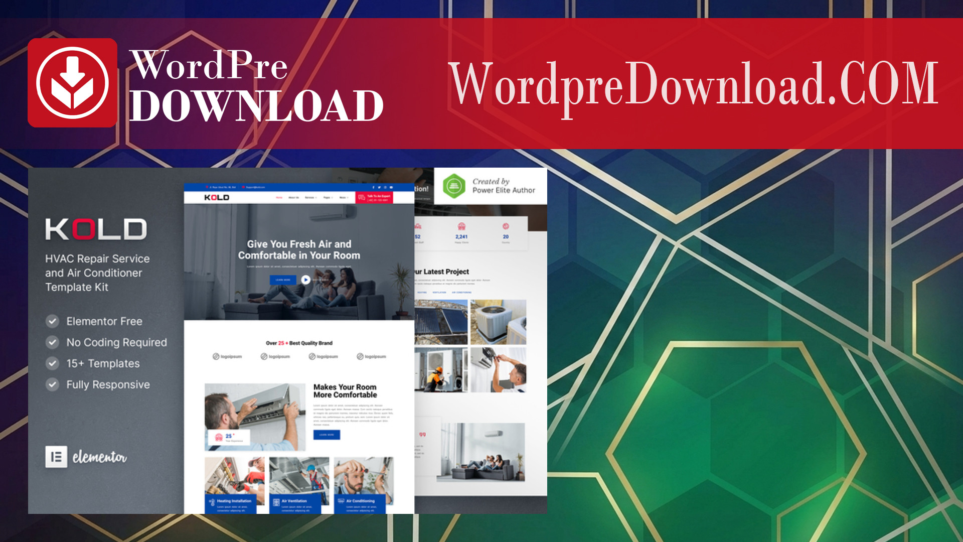 Kold – Air Conditioner and HVAC Repair Service Elementor Template Kit – WordpreDownload.COM