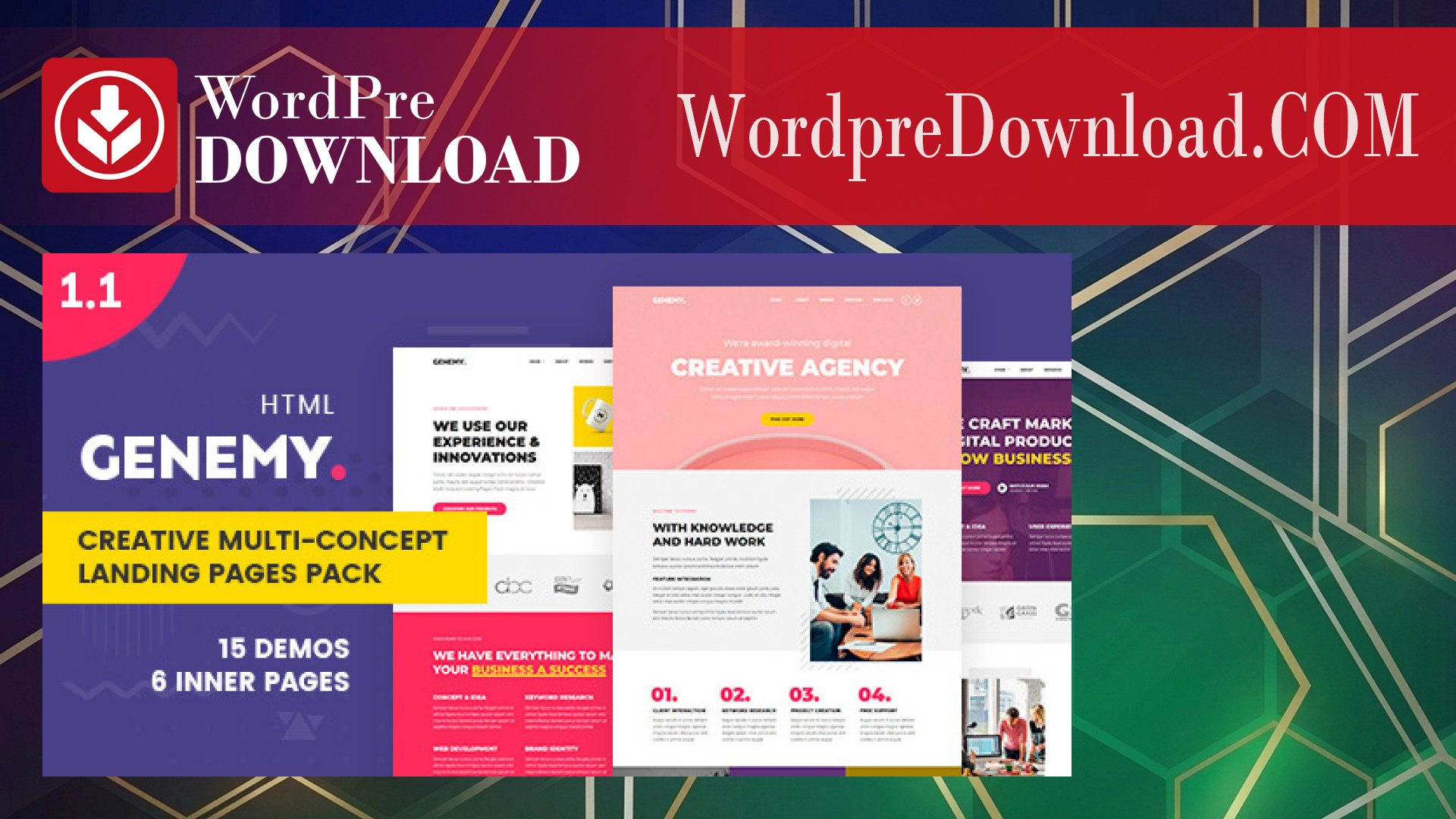 Genemy – Creative Multi Concept Landing Pages Pack With Page Builder – WordpreDownload.COM