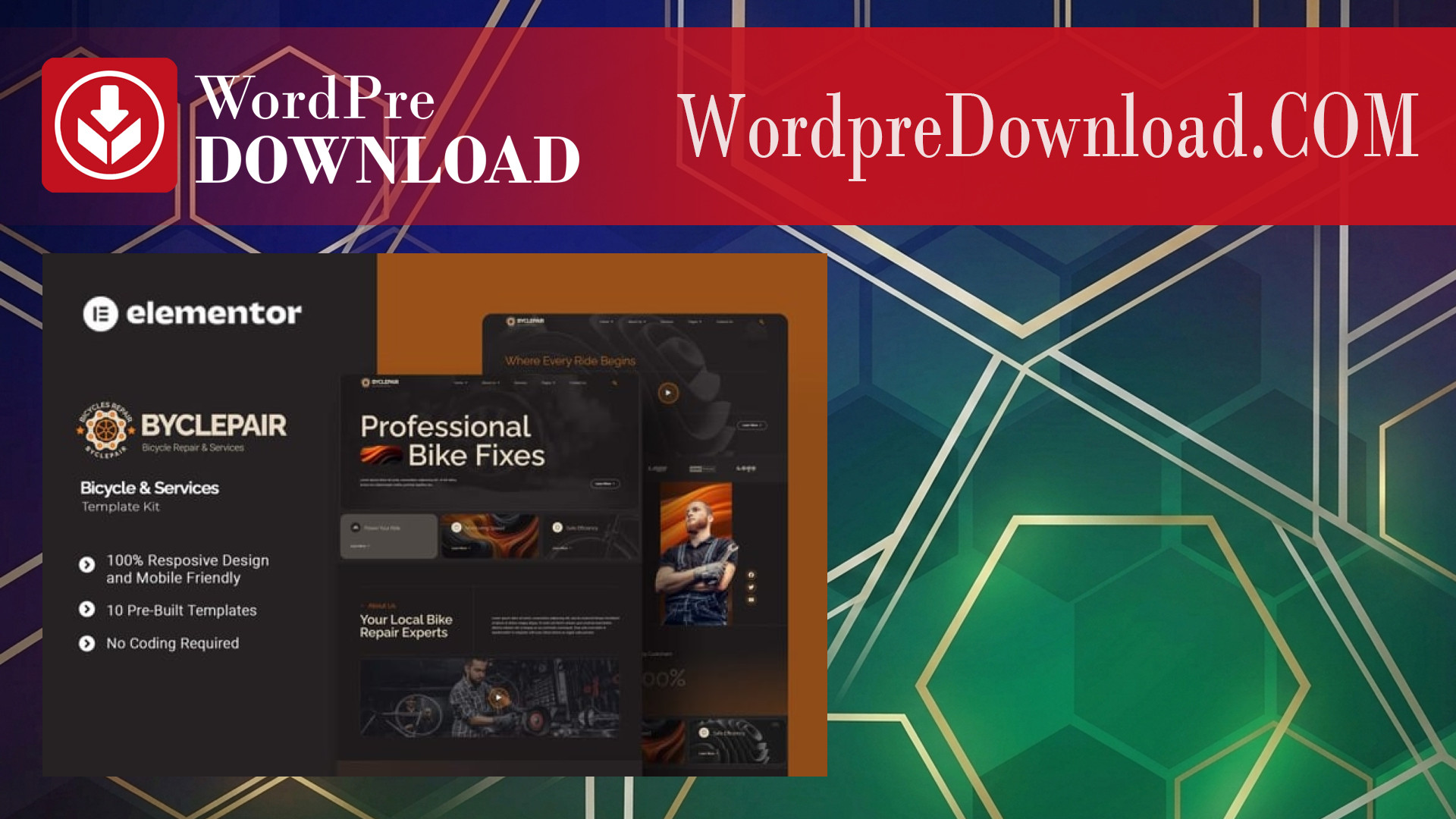 Byclepair – Bicycle and Service Elementor Template Kit – WordpreDownload.COM