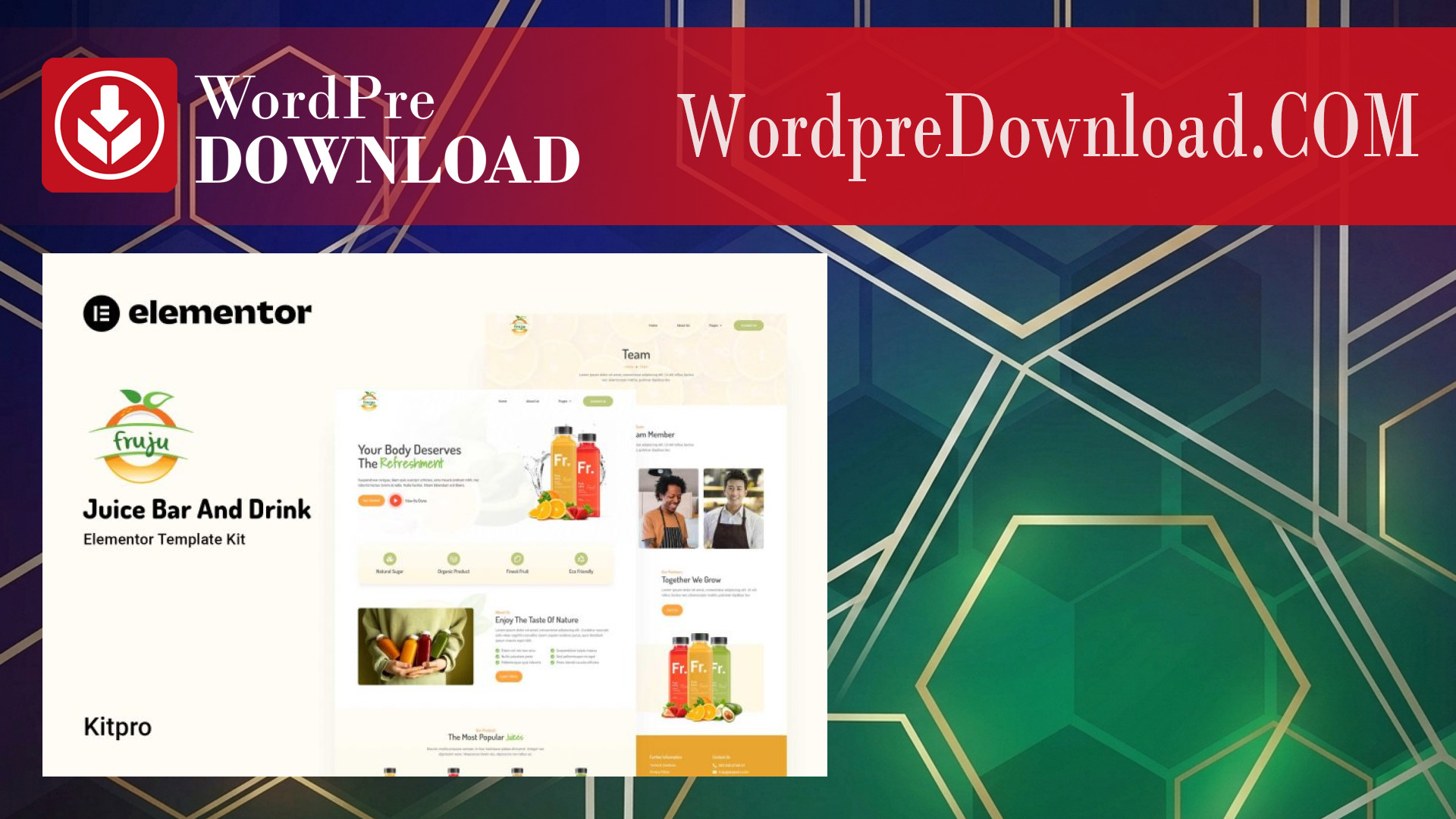 Fruju – Juice Bar and Drink Brand Elementor Template Kit – WordpreDownload.COM