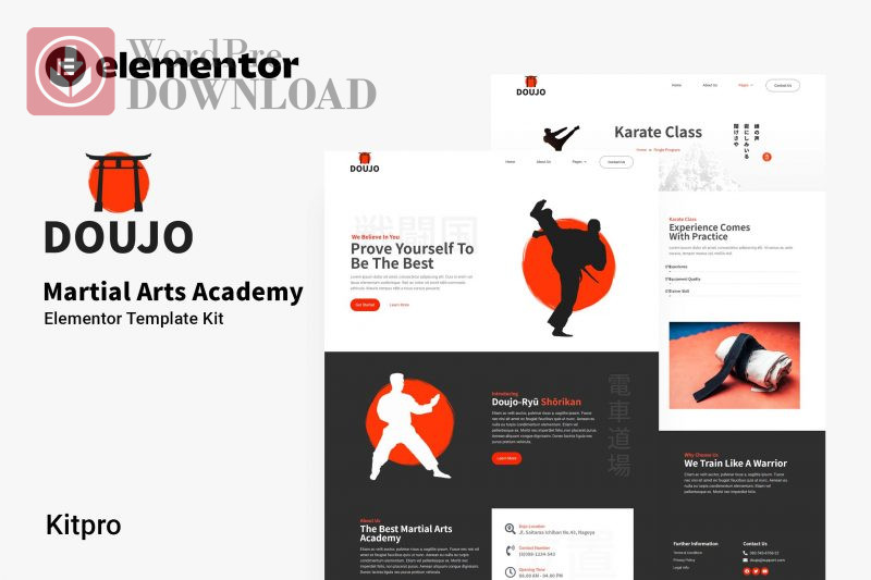Doujo – Martial Arts Academy Elementor Template Kit – Wordpredownload.com