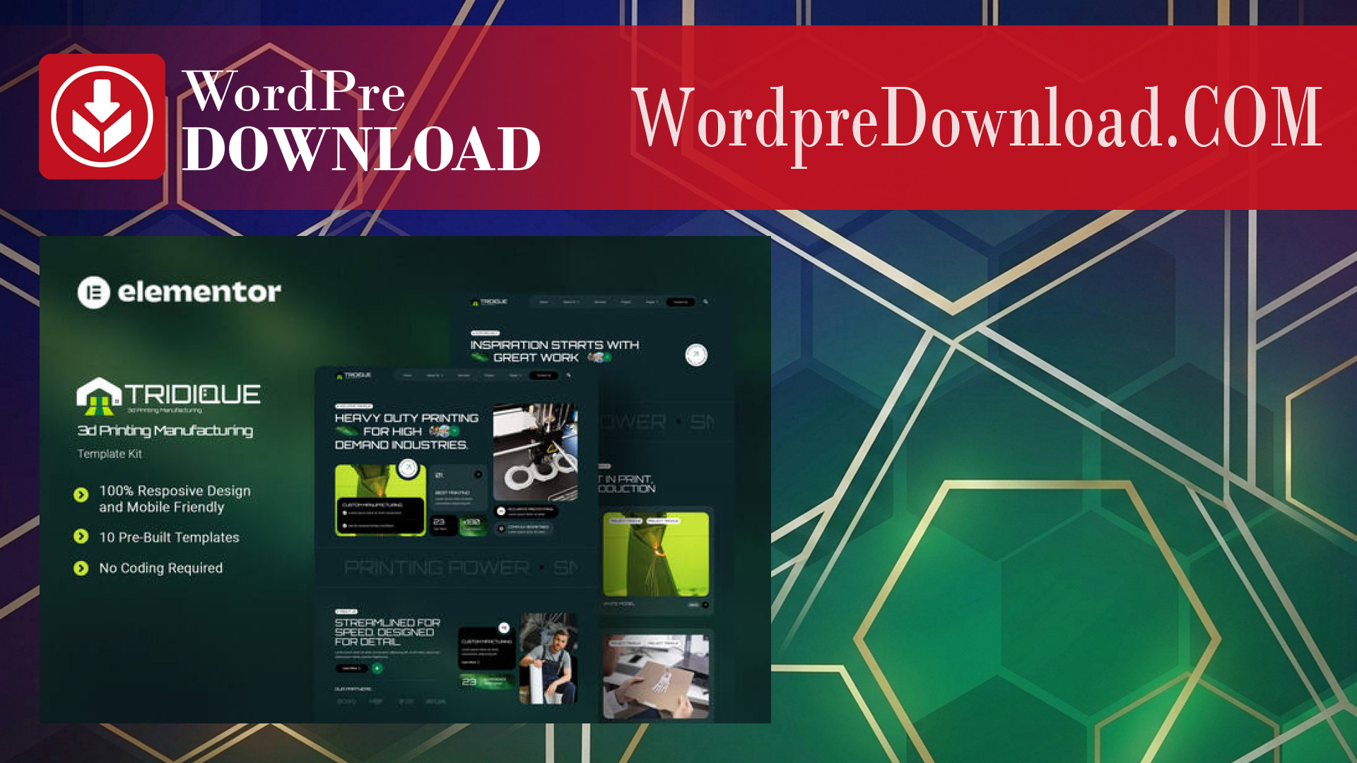 Tridique – 3D Printing Manufacturing Elementor Template Kit – WordpreDownload.COM