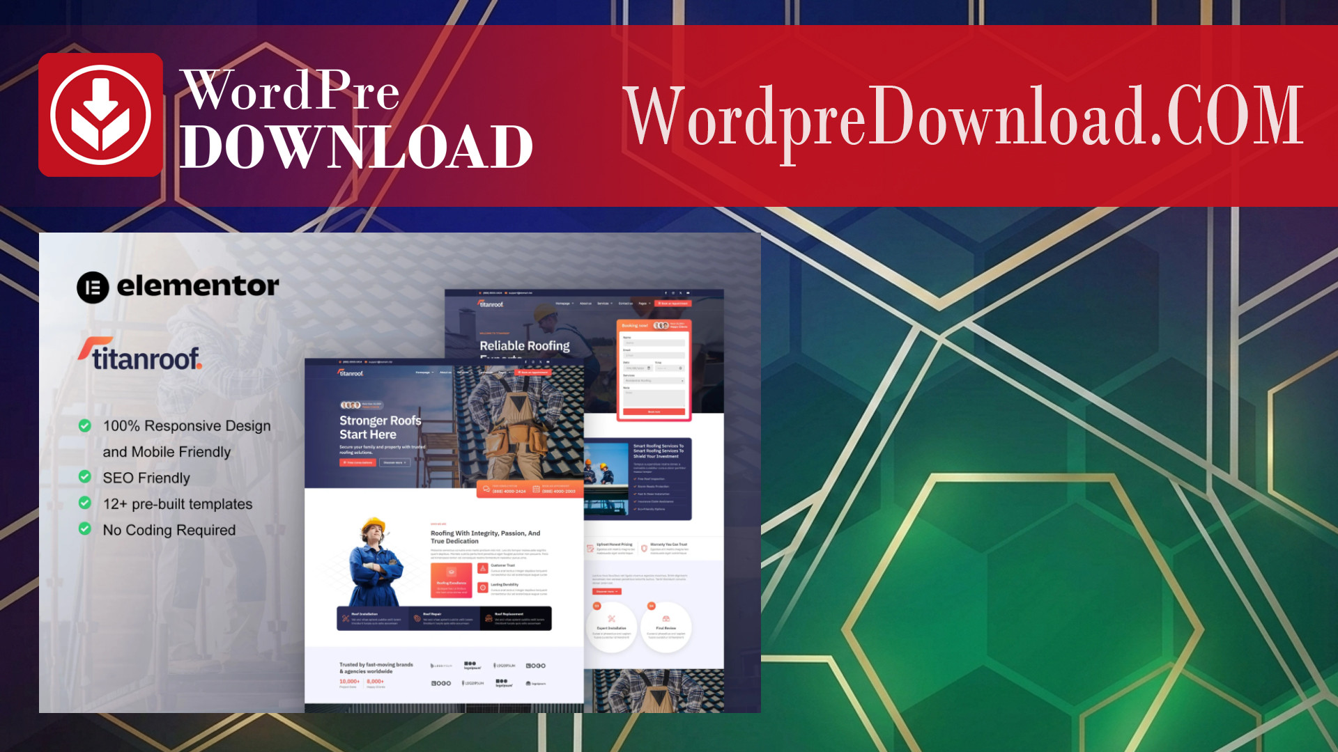 TitanRoof – Roofing Services Elementor Pro Template Kit – WordpreDownload.COM