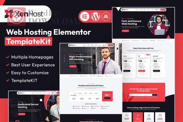 XenHost – Web Hosting Elementor Template Kit – WordpreDownload.COM