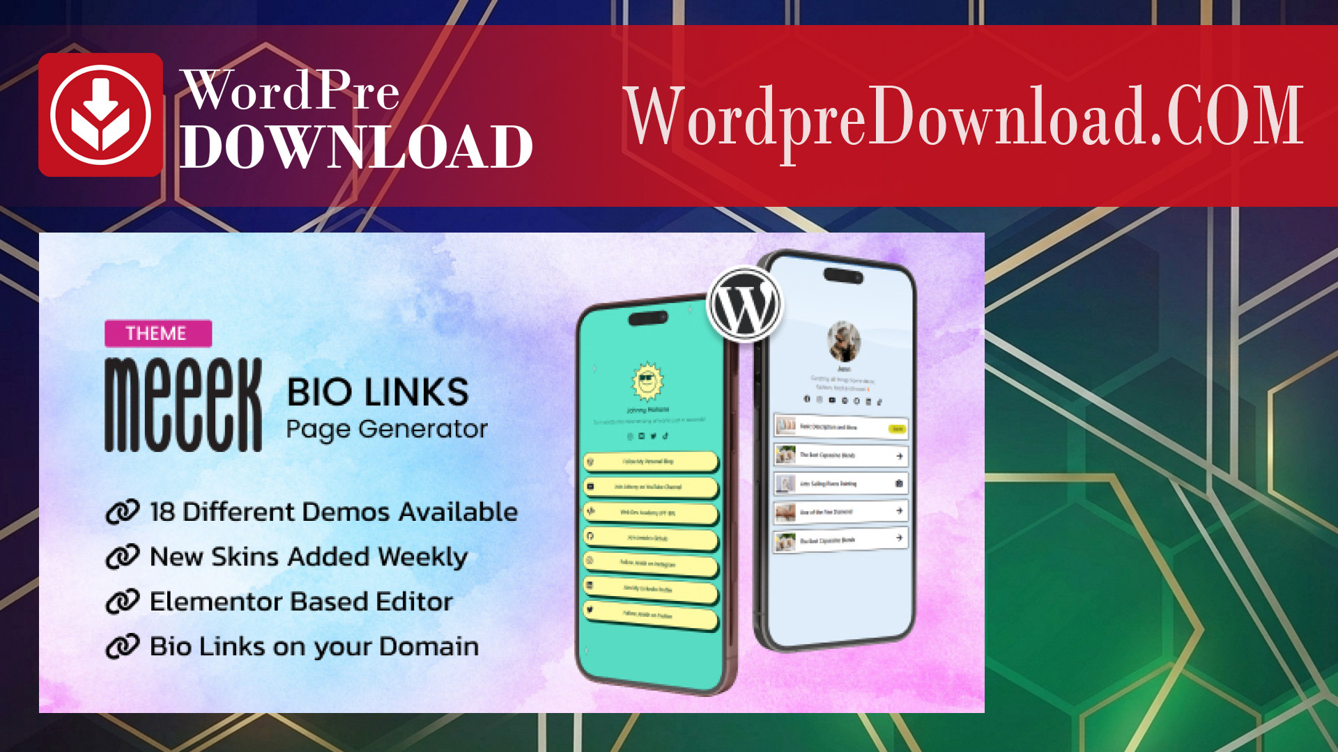 Meeek - Elementor Bio Links Builder For WordPress - WordpreDownload.COM