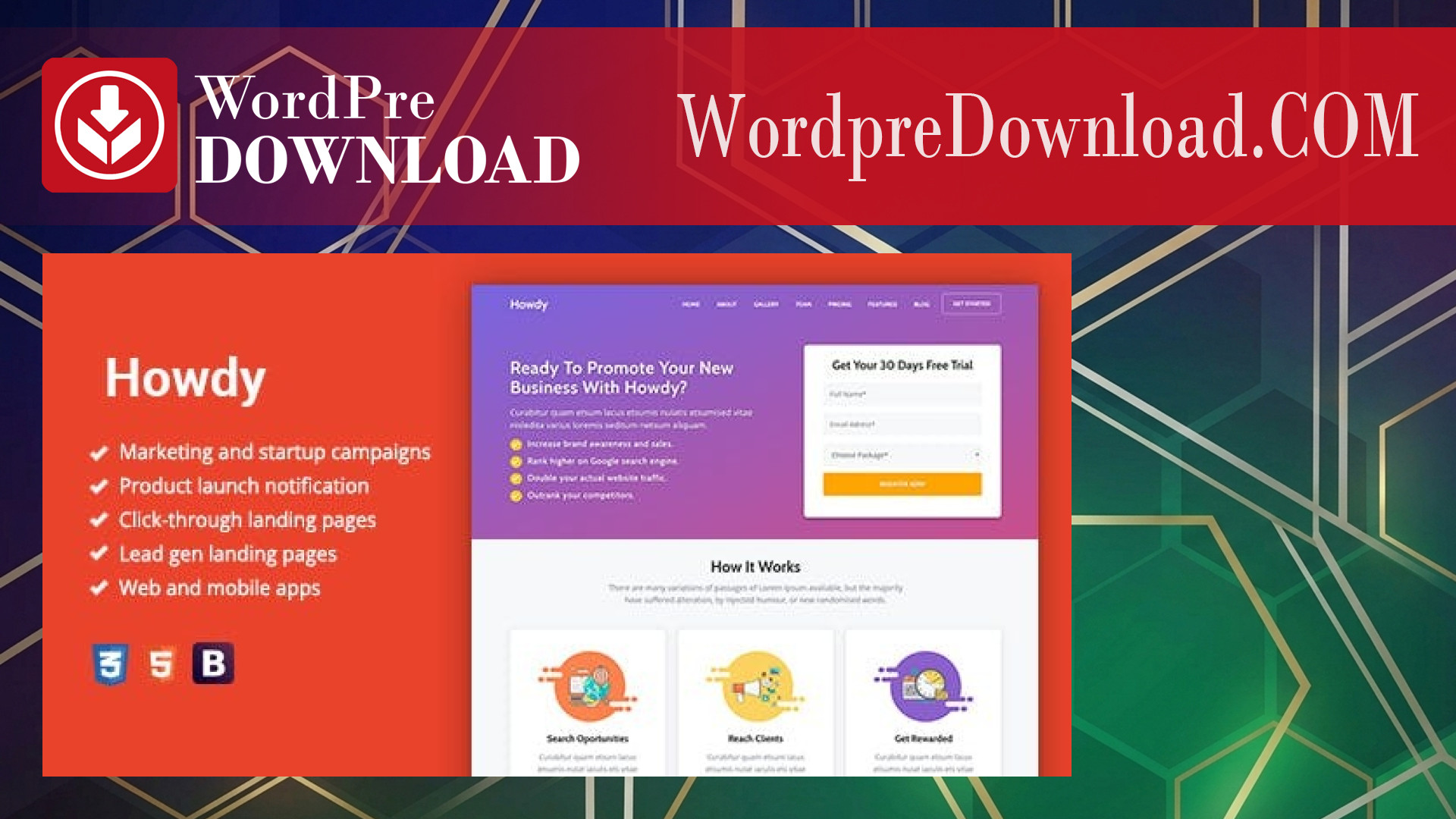 Howdy – Multipurpose High-Converting Landing Page WordPress Theme – WordpreDownload.COM