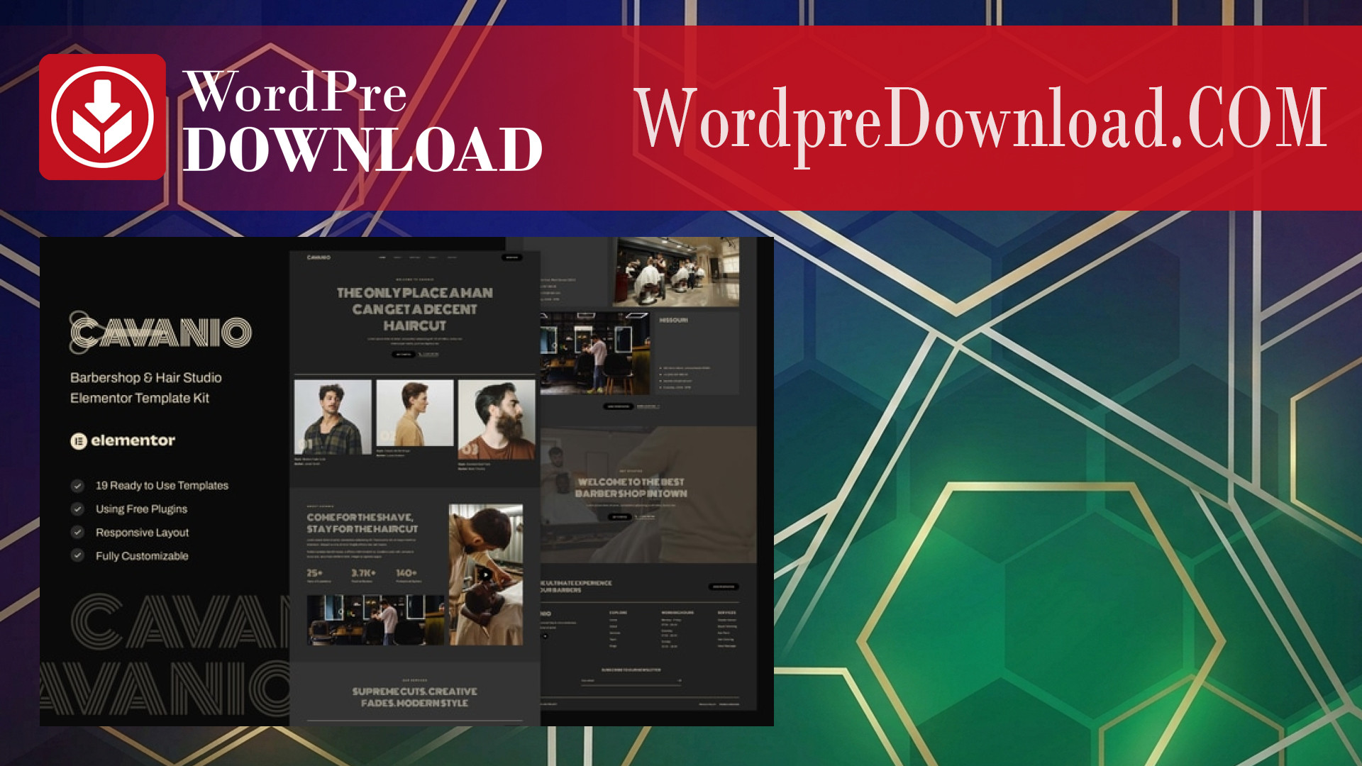 Cavanio – Barbershop and Hair Studio Elementor Template Kit – WordpreDownload.COM