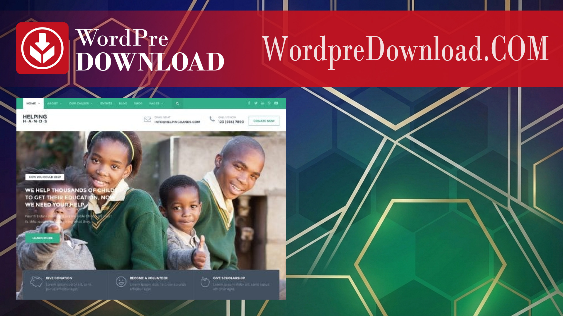 HelpingHands Charity WordPress Theme – WordpreDownload.COM