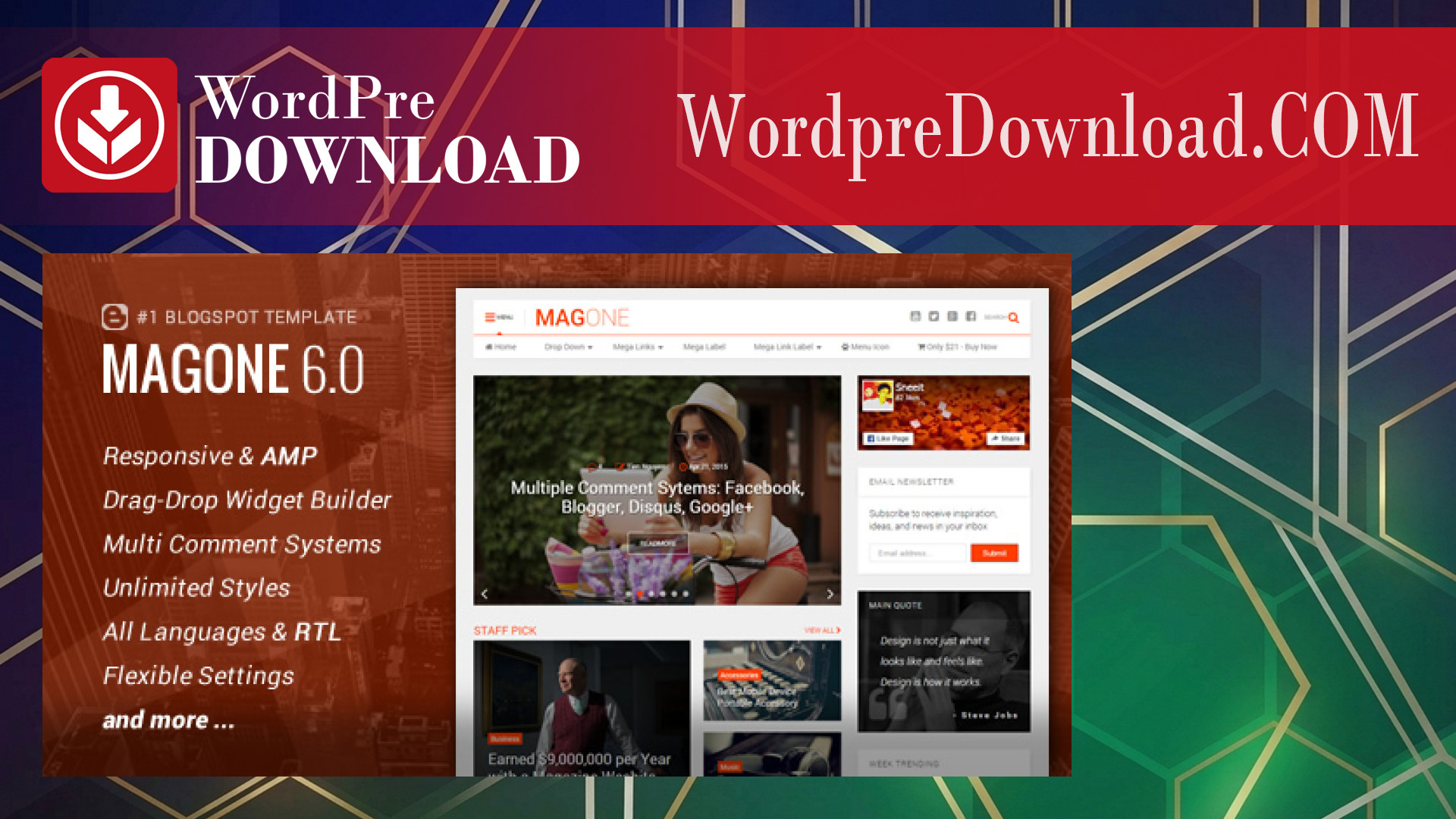 MagOne – Responsive News and Magazines Blogger Template – WordpreDownload.COM
