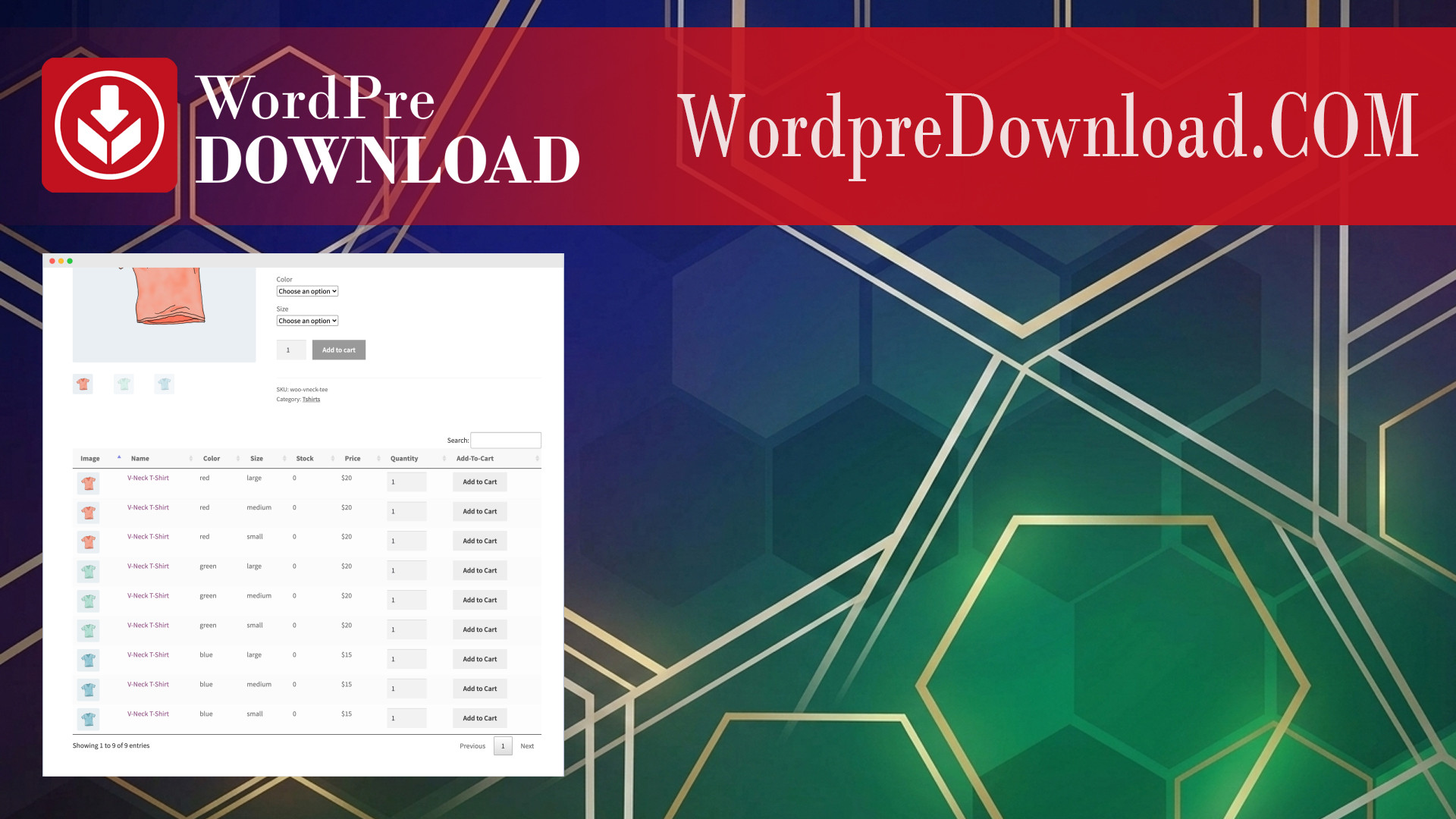 Product Variation Table – WordpreDownload.COM