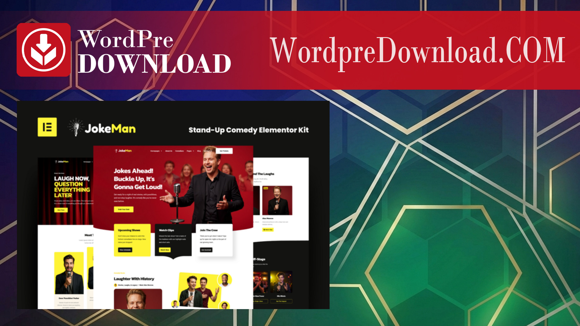 JokeMan – Stand-Up Comedy Elementor Pro Template Kit – WordpreDownload.COM