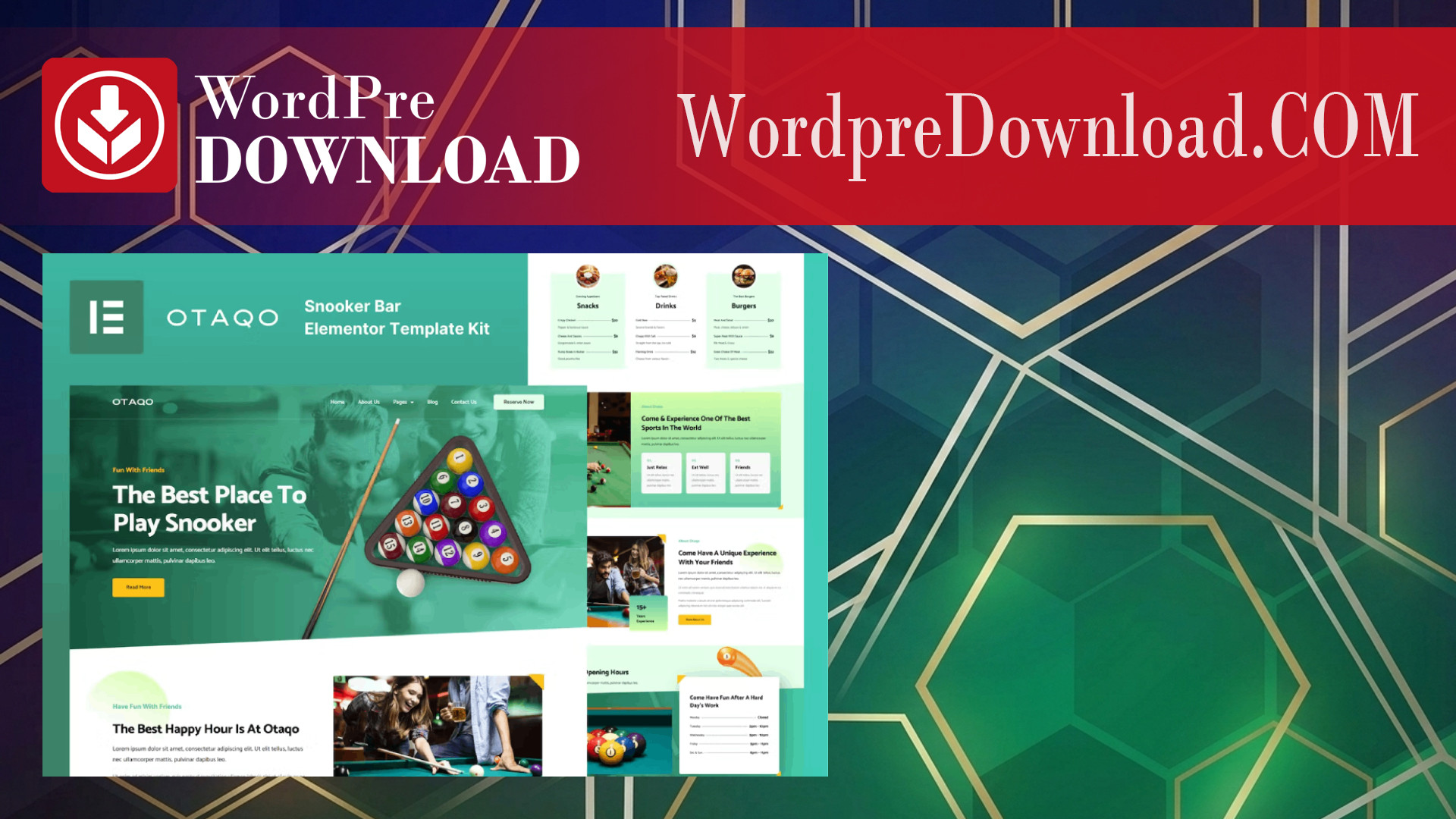 Otaqo – Snooker and Pool Bar Elementor Template Kit – WordpreDownload.COM