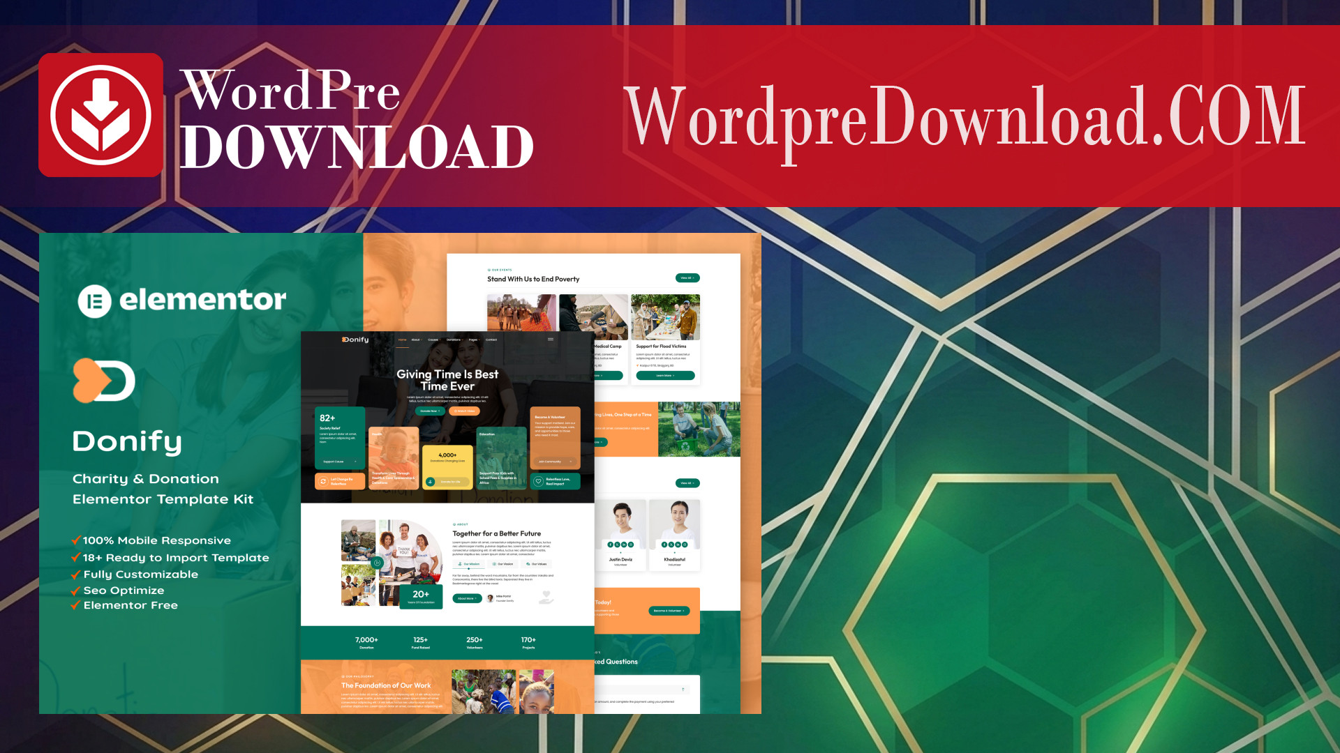 Donify – Charity And Donation Elementor Template Kit - WordpreDownload.COM
