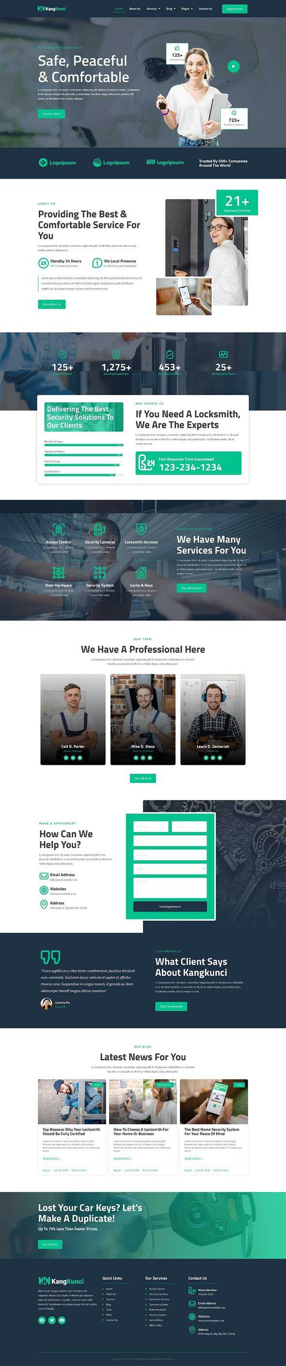 Kangkunci - Locksmith And Security System Elementor Pro Full Site Template Kit - WordpreDownload.COM