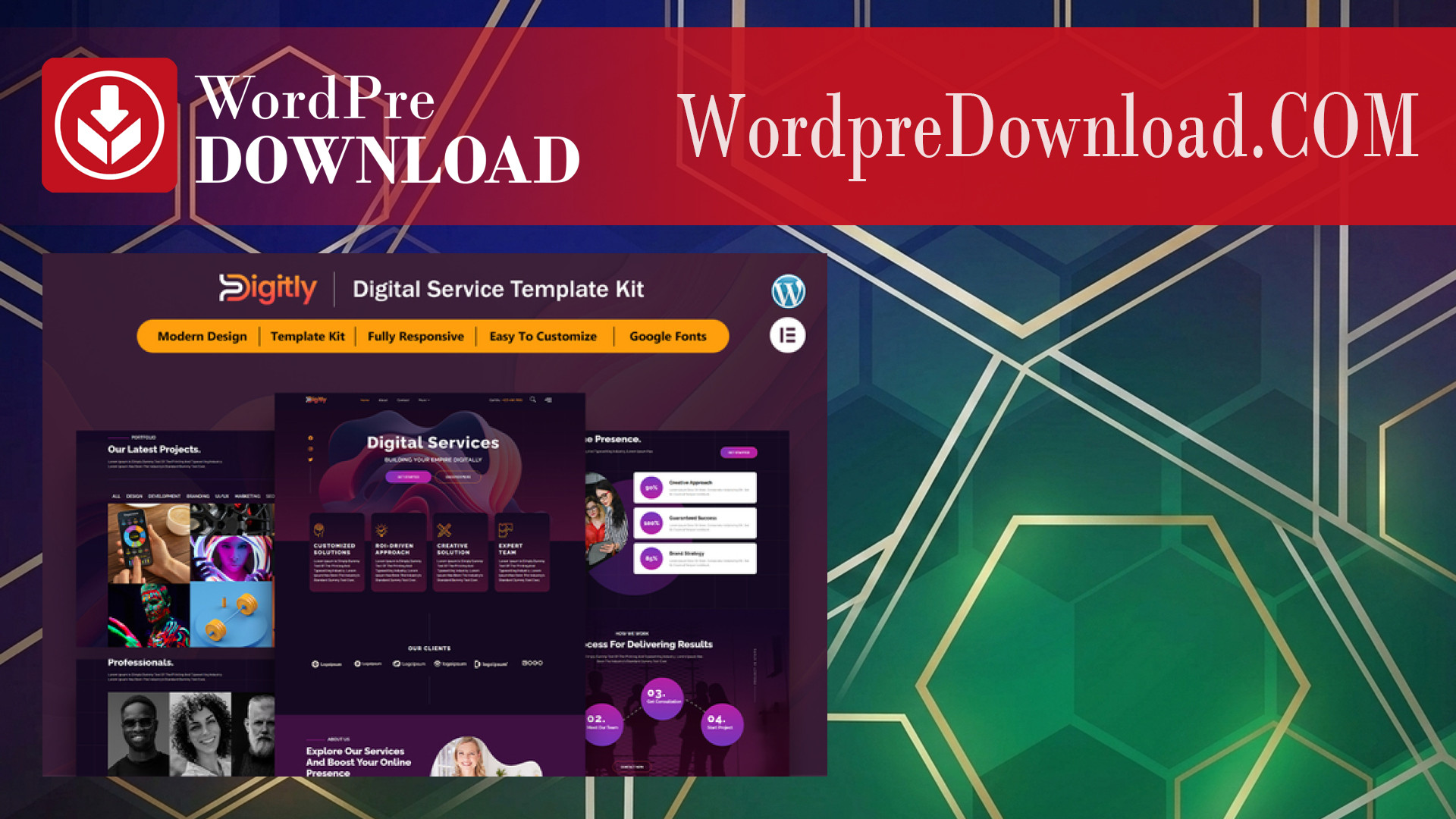 Digitly - Digital Service Agency Elementor Template Kit - WordpreDownload.COM