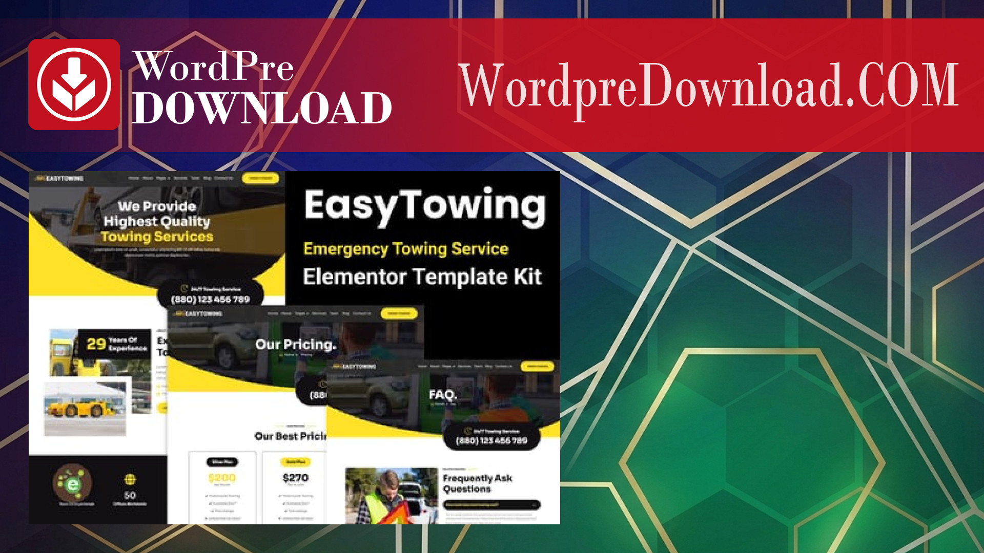 EasyTowing - Emergency Towing Service Elementor Template Kit - WordpreDownload.COM