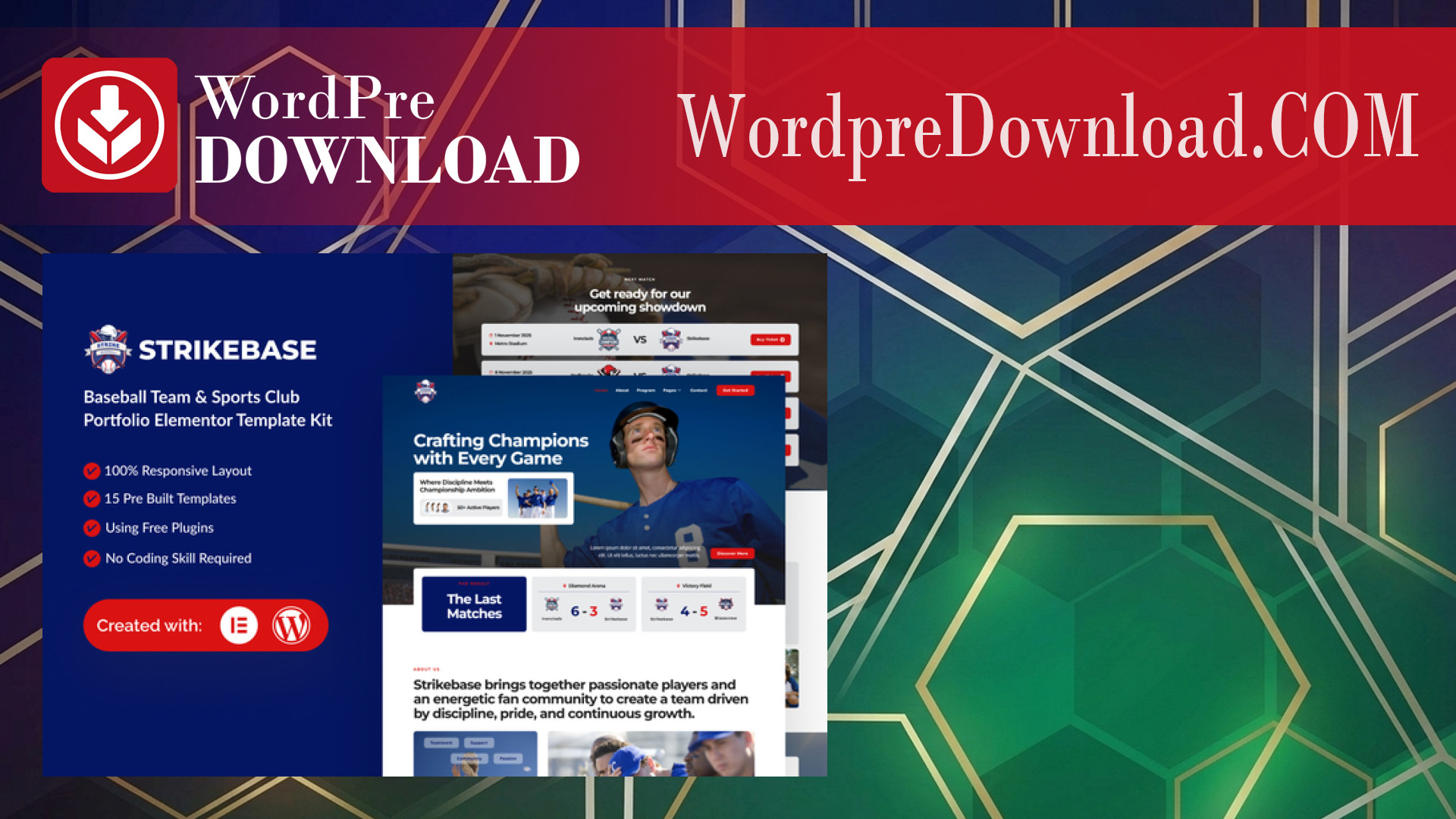 StrikeBase – Baseball Team And Sport Club Elemtor Template Kit - WordpreDownload.COM