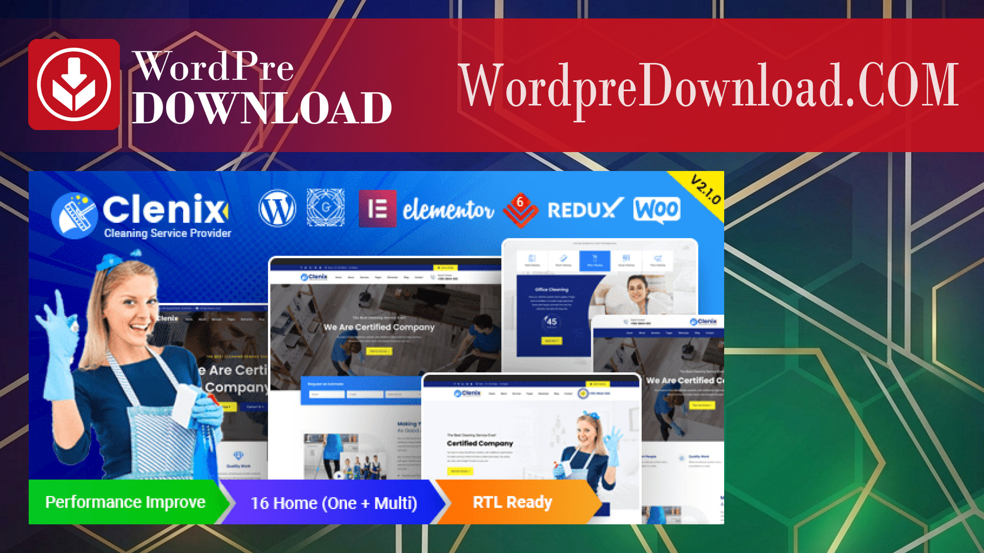 Clenix - Cleaning Services WordPress Theme - WordpreDownload.COM
