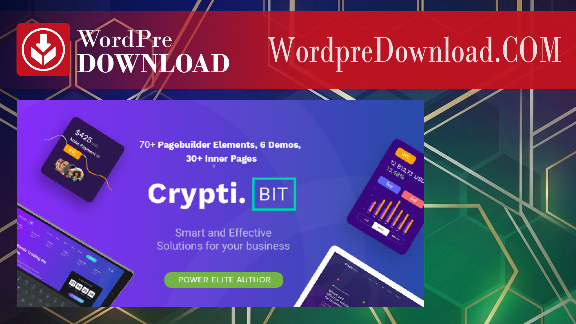 CryptiBIT - Technology, Cryptocurrency, ICO/IEO Landing Page WordPress Theme - WordpreDownload.COM
