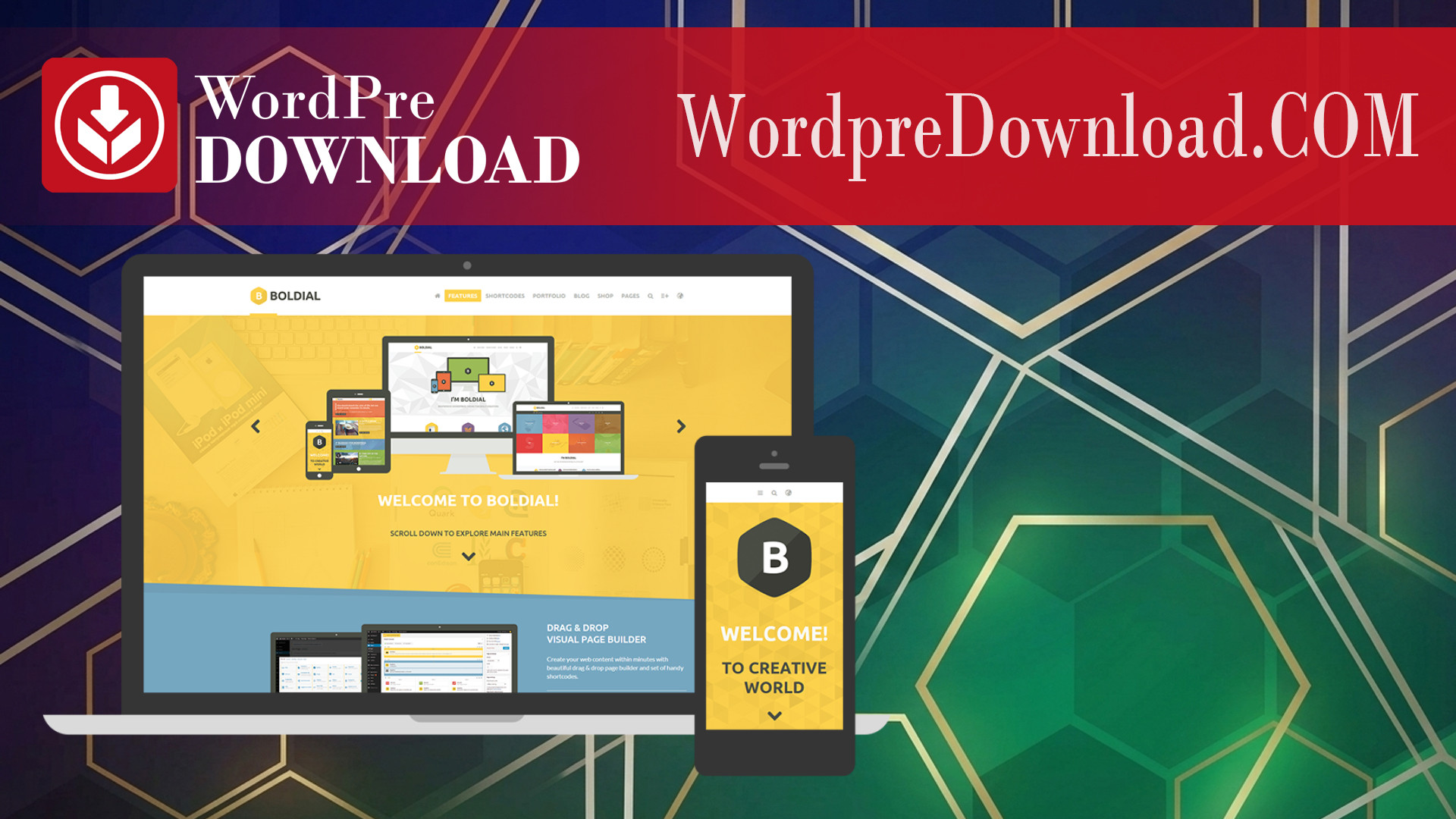 Boldial WP – Flat Creative Theme With 3D Portfolio - WordpreDownload.COM